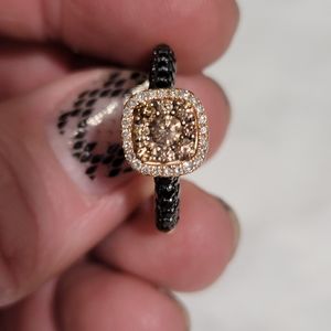 14k rose gold black diamond ring